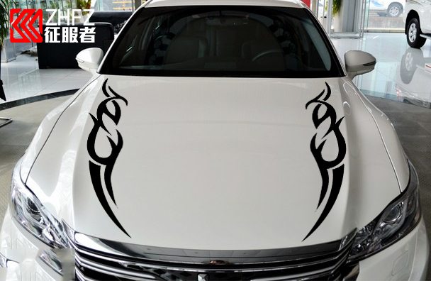 适用于汽車(chē)拉花(huā)車(chē)貼紙反光機蓋貼 圖騰引擎蓋備胎 火(huǒ)焰運動機蓋貼
